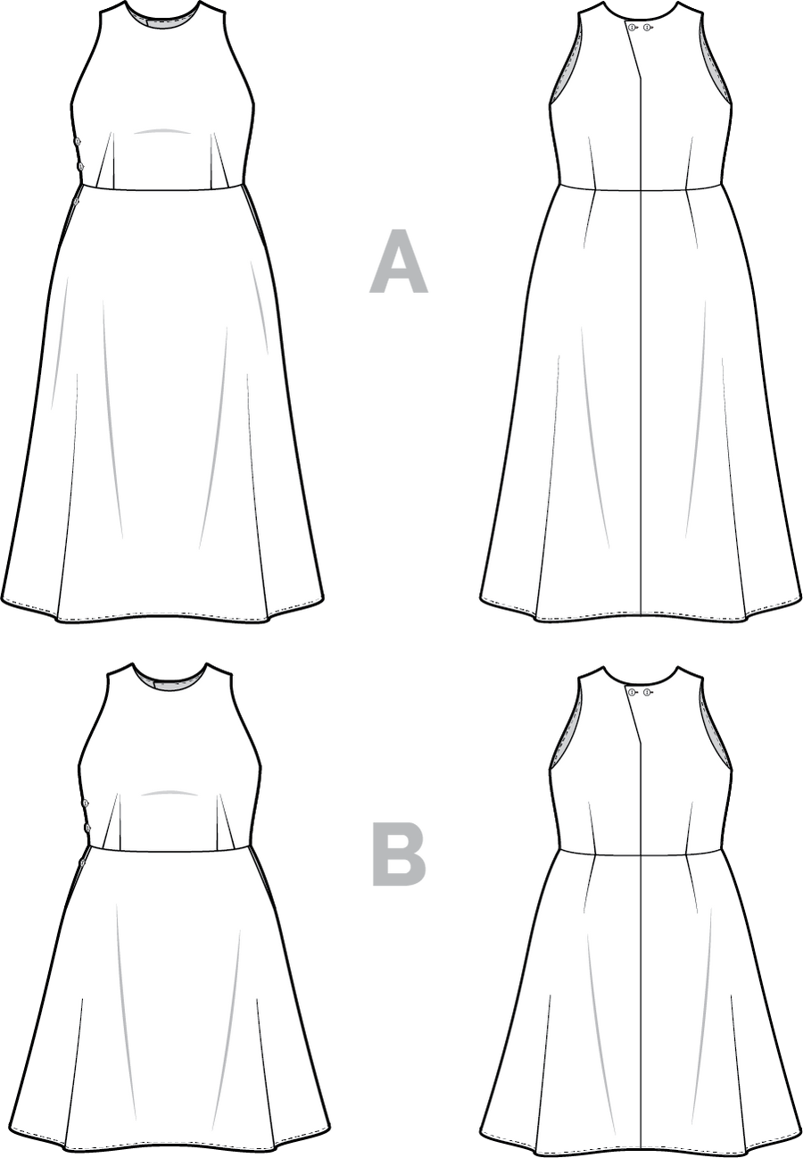 Mica Dress | Sizes 14-32 | Technical Flatlays | Closet Core Crew