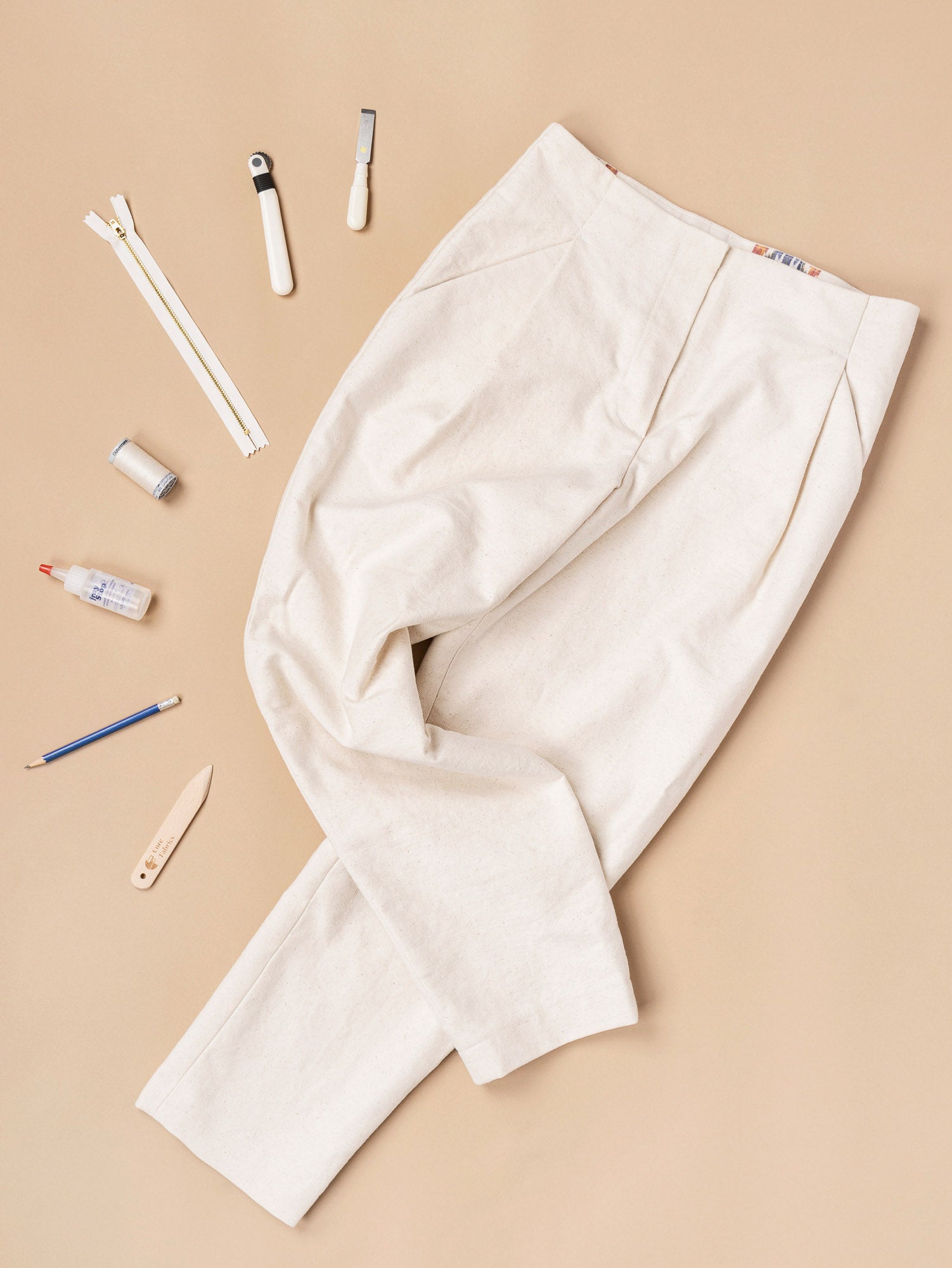 Safari Yellow Cotton Linen Pants : Made To Measure Custom Jeans