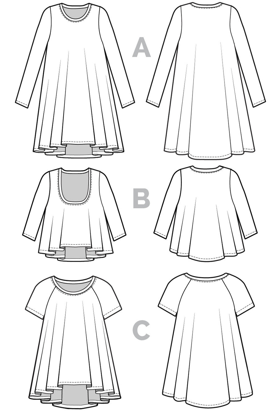 Ebony T-Shirt + Knit Dress Pattern