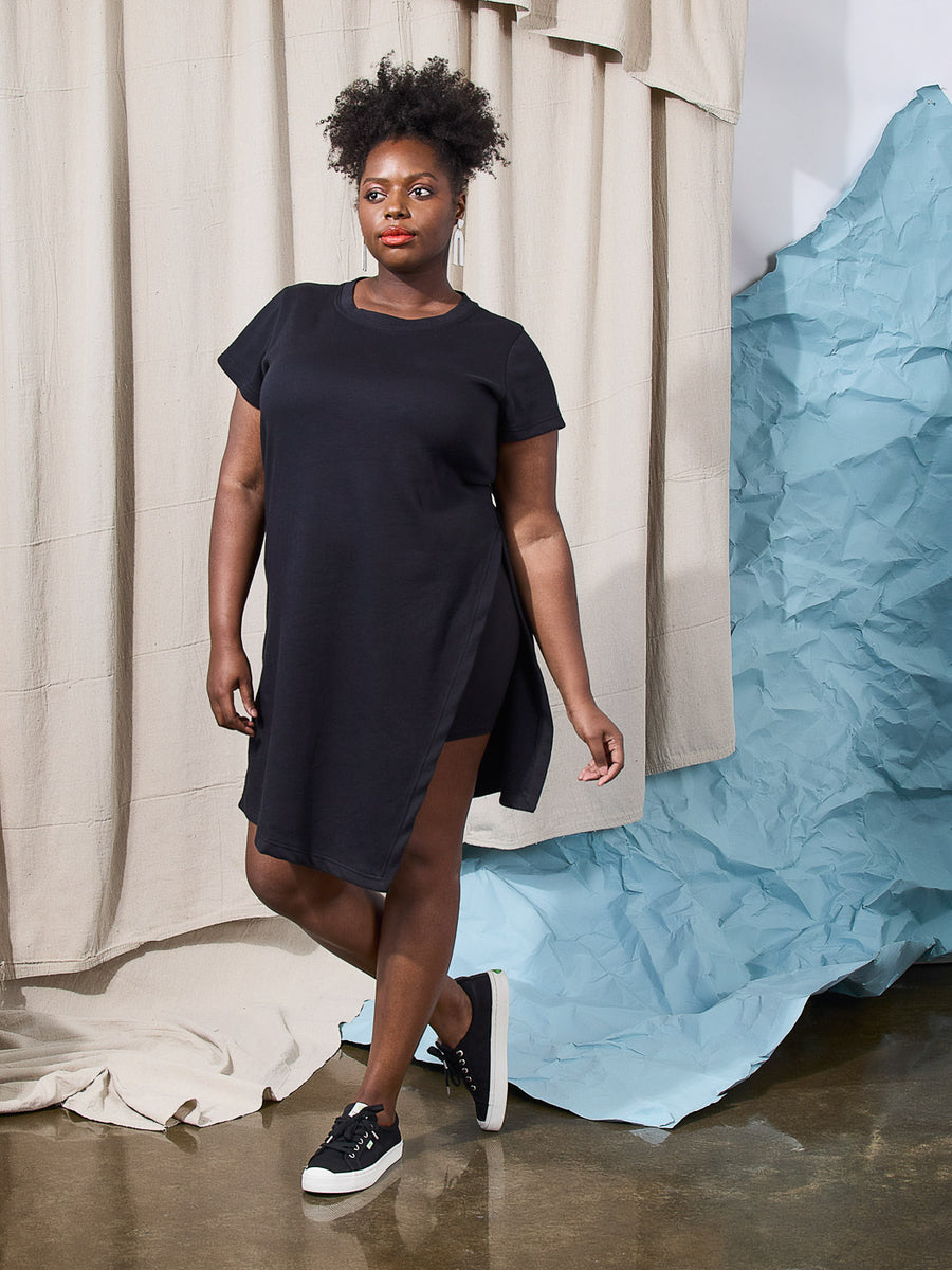 shirt dress with knit top Avec Les Filles Women's Blanket Stitch Spread Collar Mini Dress - Ice Blue