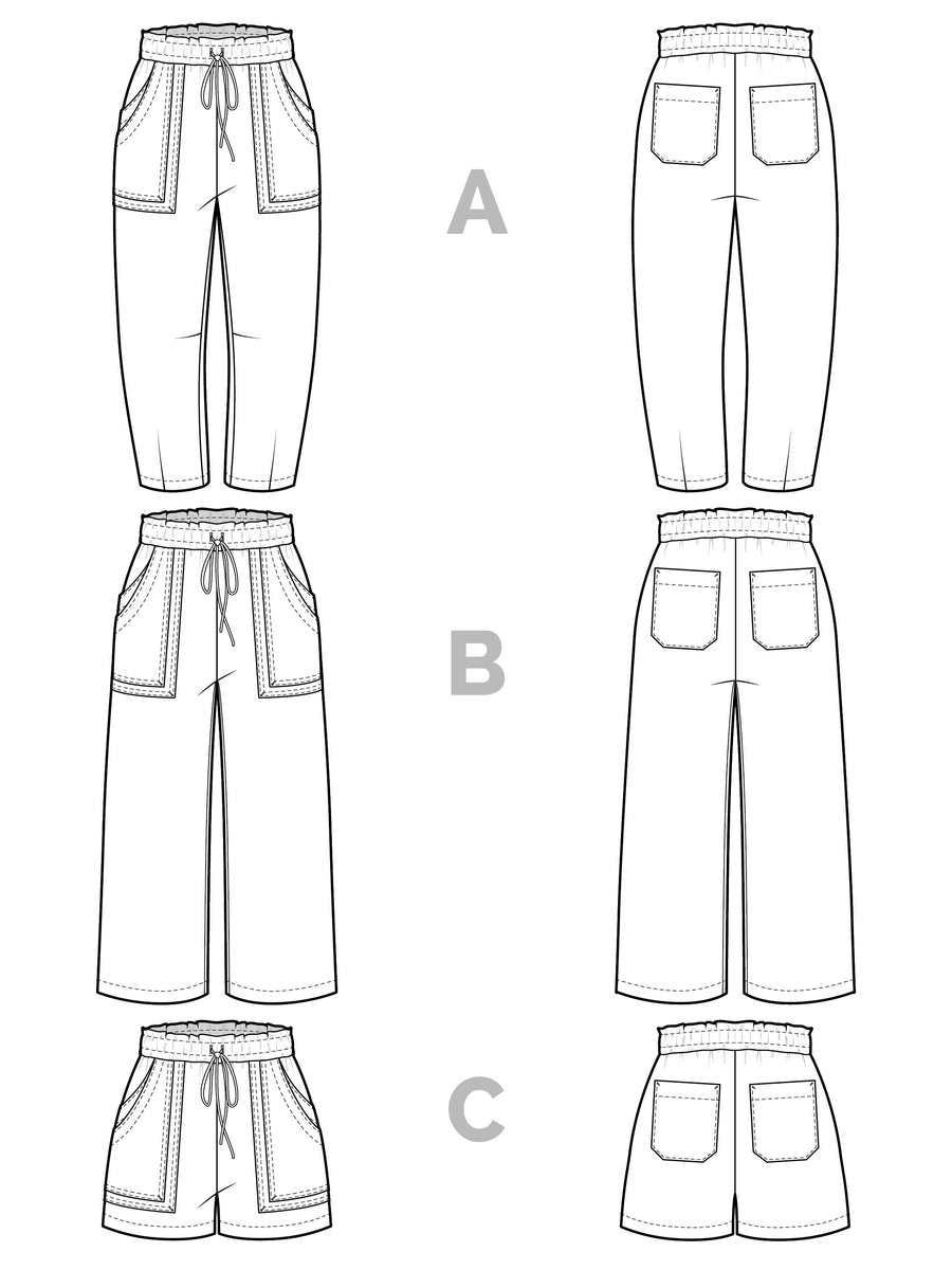 Sepia Pants and Shorts | Technical Flatlays | Closet Core Patterns