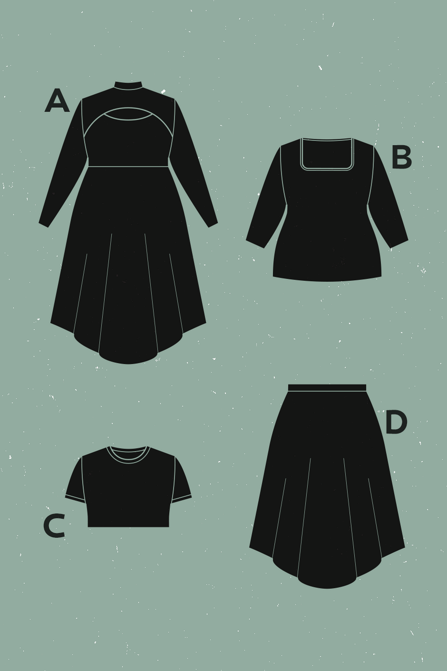 Orage Dress, Top + Skirt Pattern | Patron de Robe, Haut + Jupe Orage | Deer & Doe