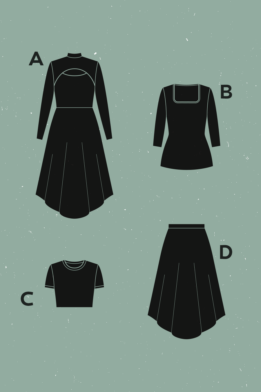 Orage Dress, Top + Skirt Pattern | Patron de Robe, Haut + Jupe Orage | Deer & Doe