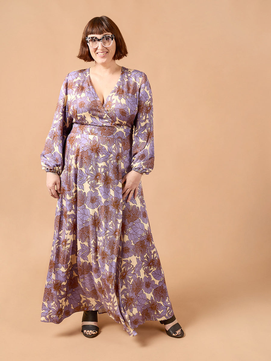 long sleeve maxi dress pattern Blue Farm Club designed and may vary slightly from style to style Draped Maxi Dress Sewing Pattern