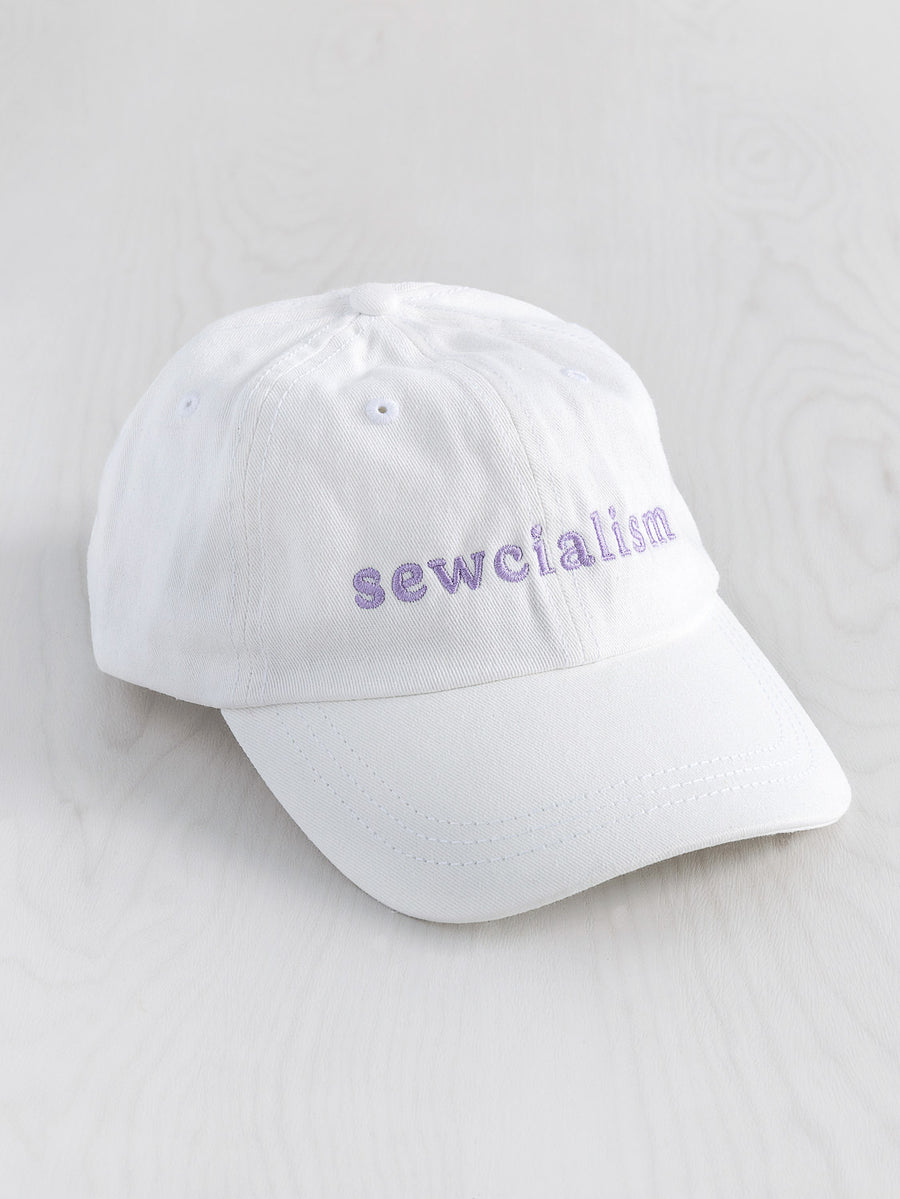 Sewcialism Hat - White + Lavender