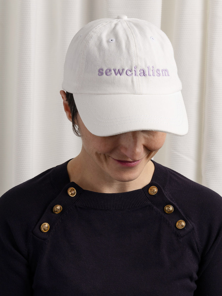 Sewcialism Hat - White + Lavender