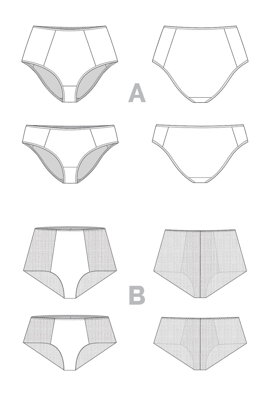 High Waist Panties Sewing Pattern, Sizes UK 6-24