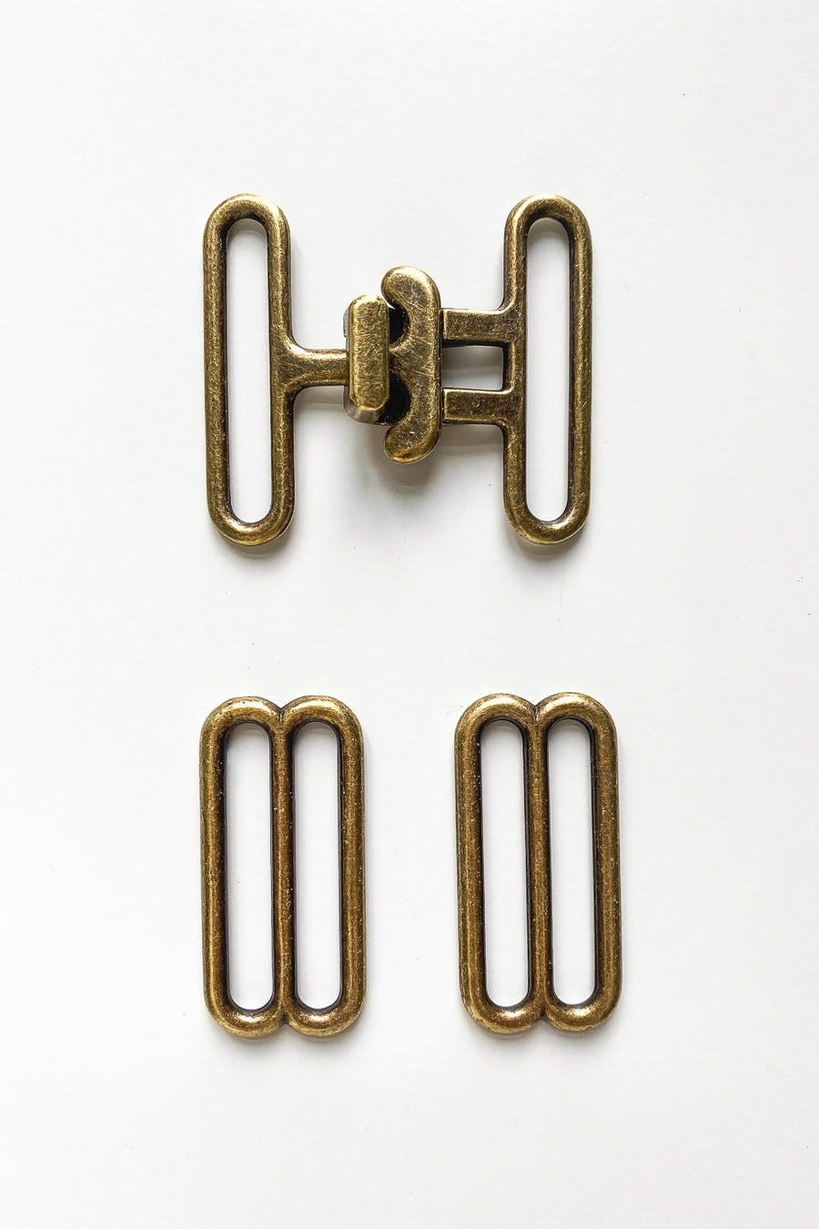Lot - 2 Vintage Brass Finger Belt Buckles
