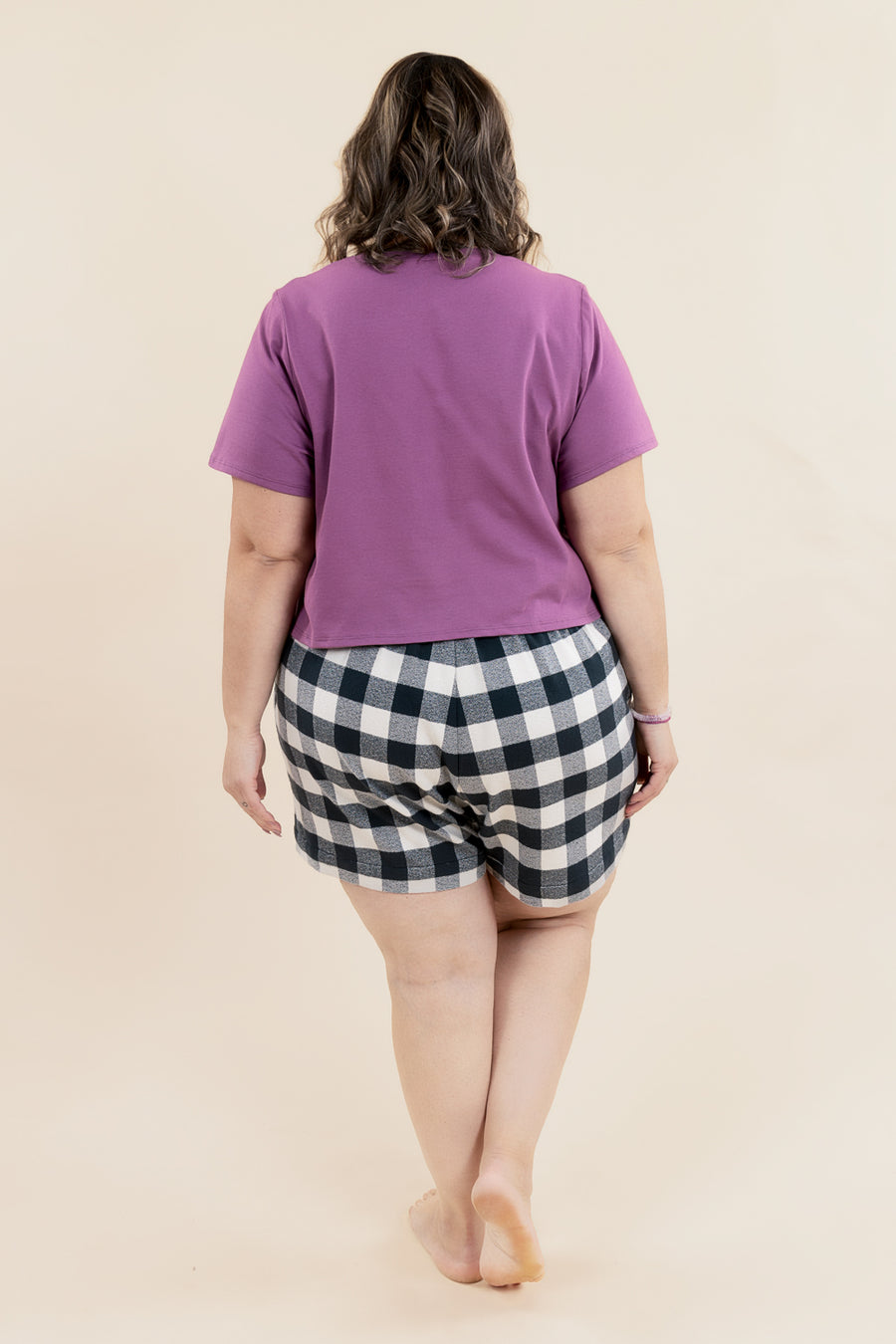 Plus Size Pajama Shorts Pink Plaid Shorts Pink Black Plaid Heart
