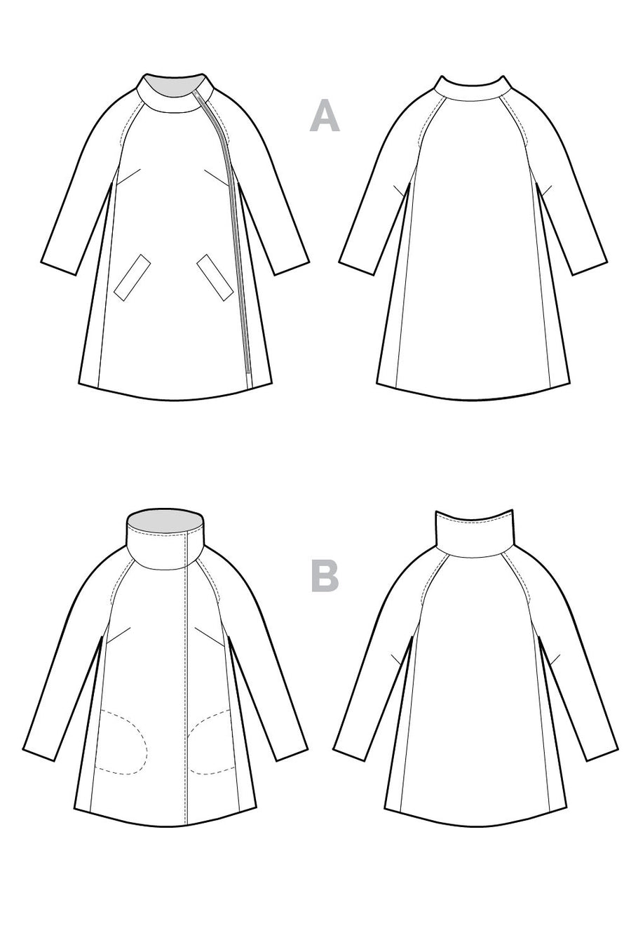 Clare Coat Pattern // Technical Flats // Closet Core Patterns