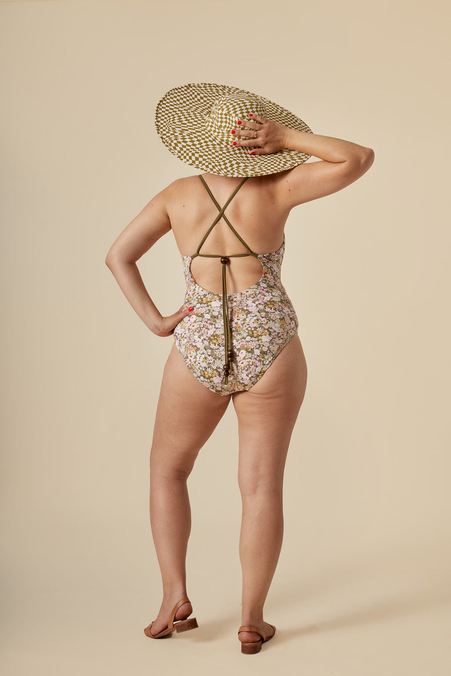 Fashion Swimdress Plus Size Split Swimsuit Retro Stripes Bikini Hollow Out  Women's Swimsuit Built in Bra (Color : C, Size : 4X-Large)