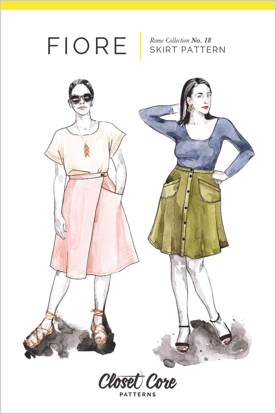 Fiore Skirt Sewing Pattern - Flared A-line skirt pattern - Envelope Front | Closet Core Patterns