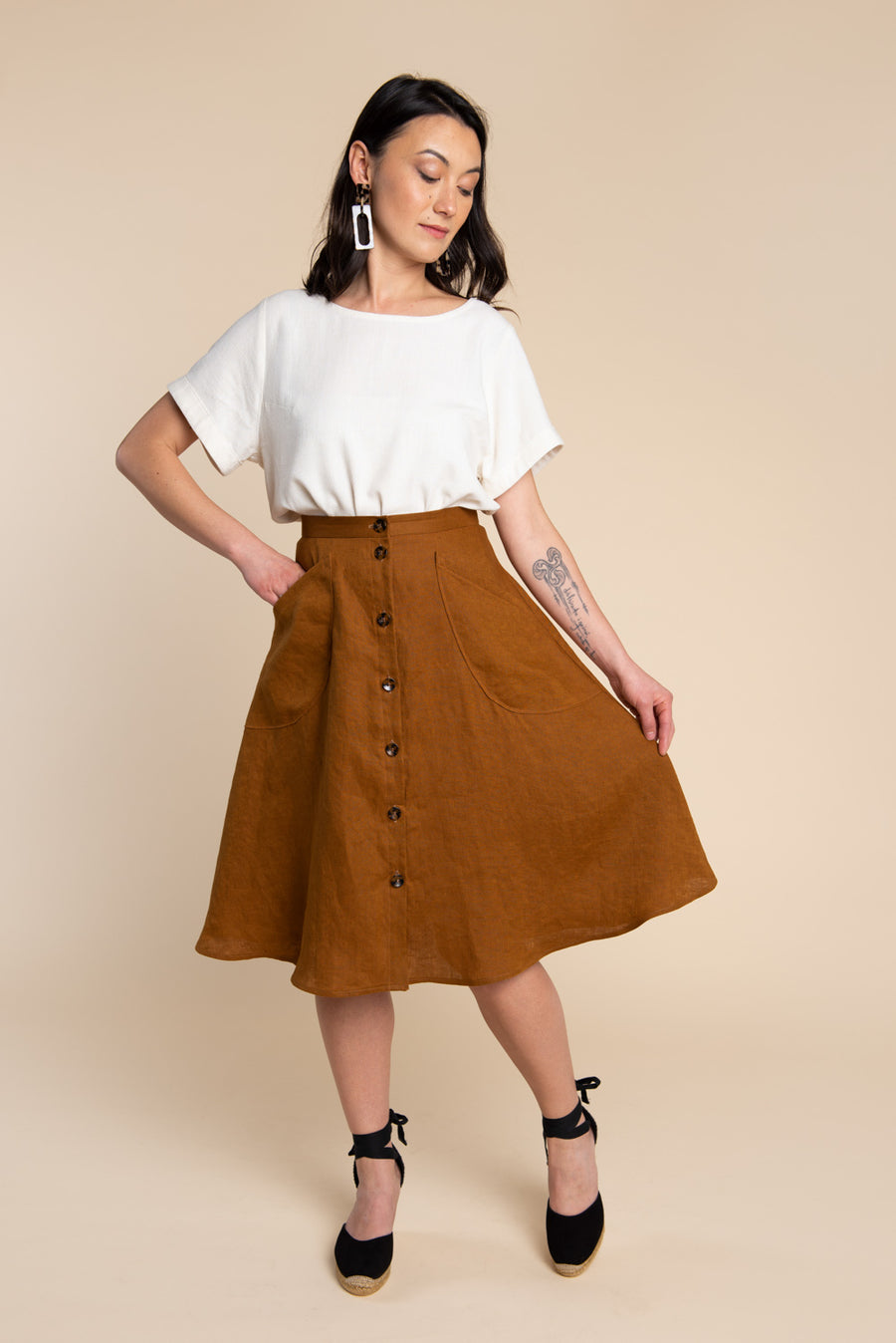 Fiore Skirt Pattern - Button front skirt pattern | Closet Core Patterns