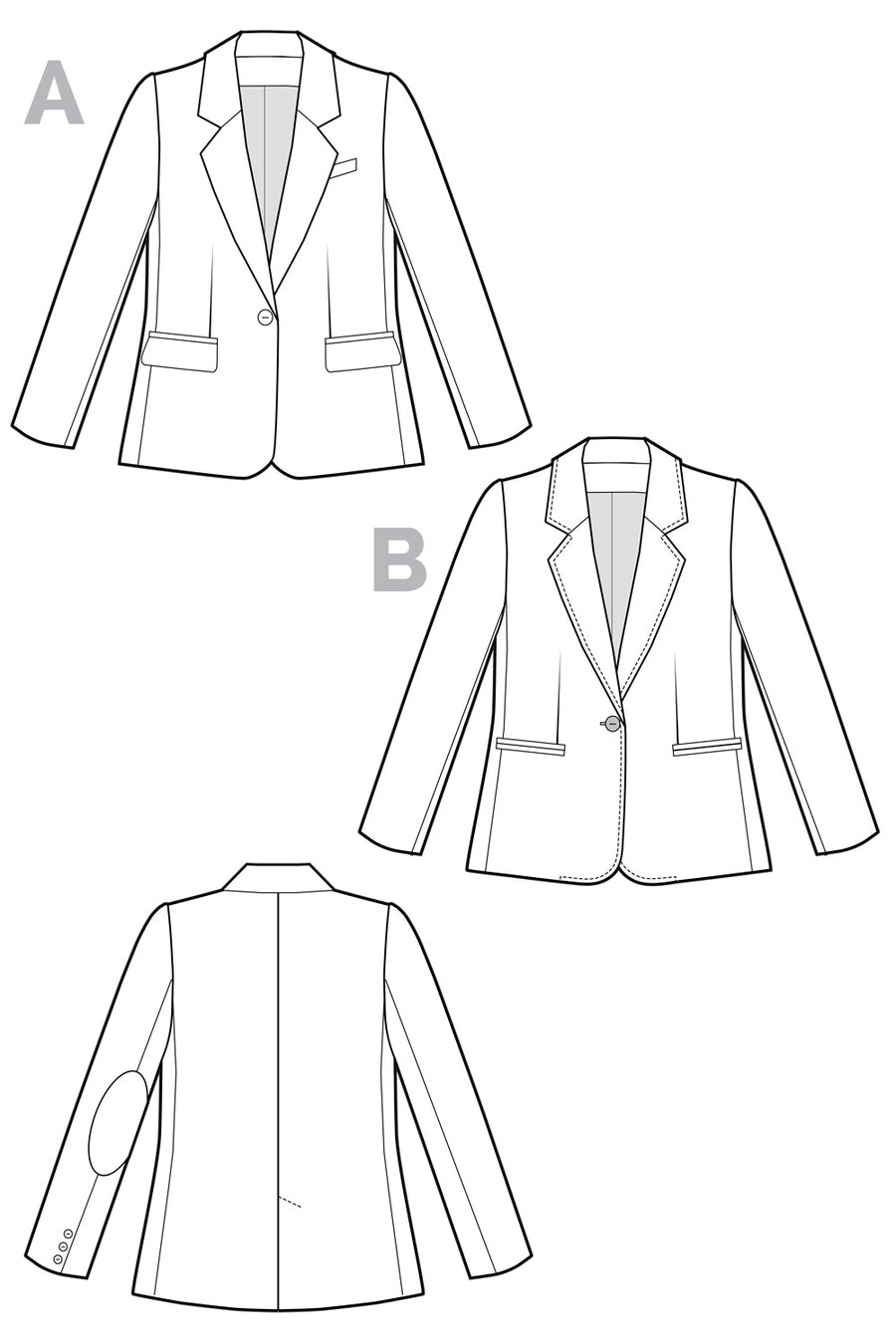 Jasika Blazer Pattern // Technical Flats // Closet Core Patterns