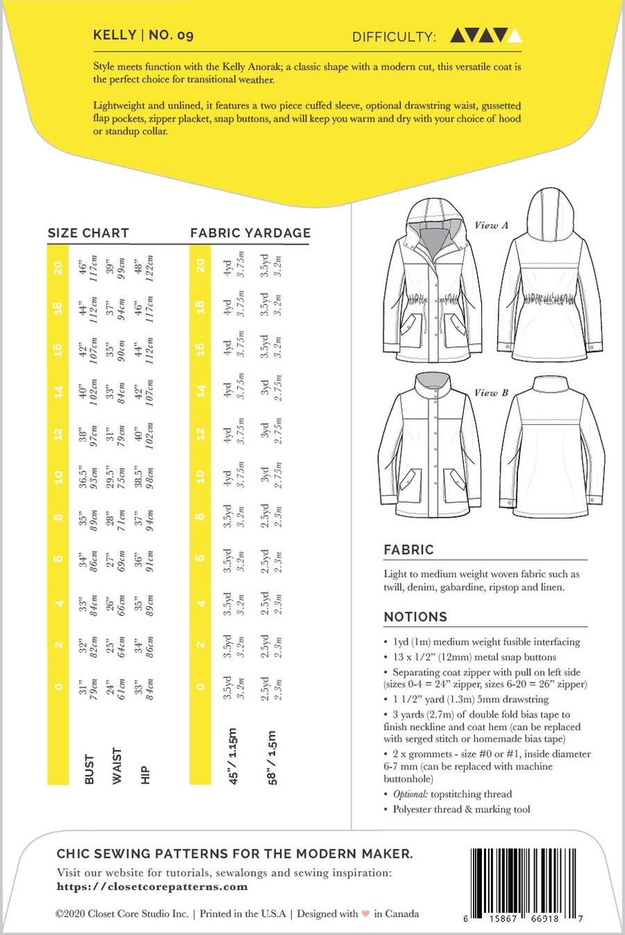 Kelly Anorak Jacket Pattern (WHOLESALE)