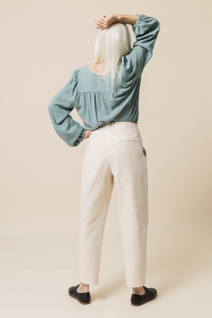 Relaxed High Waisted Cotton Trousers - Light Beige - Straight - & Other  Stories