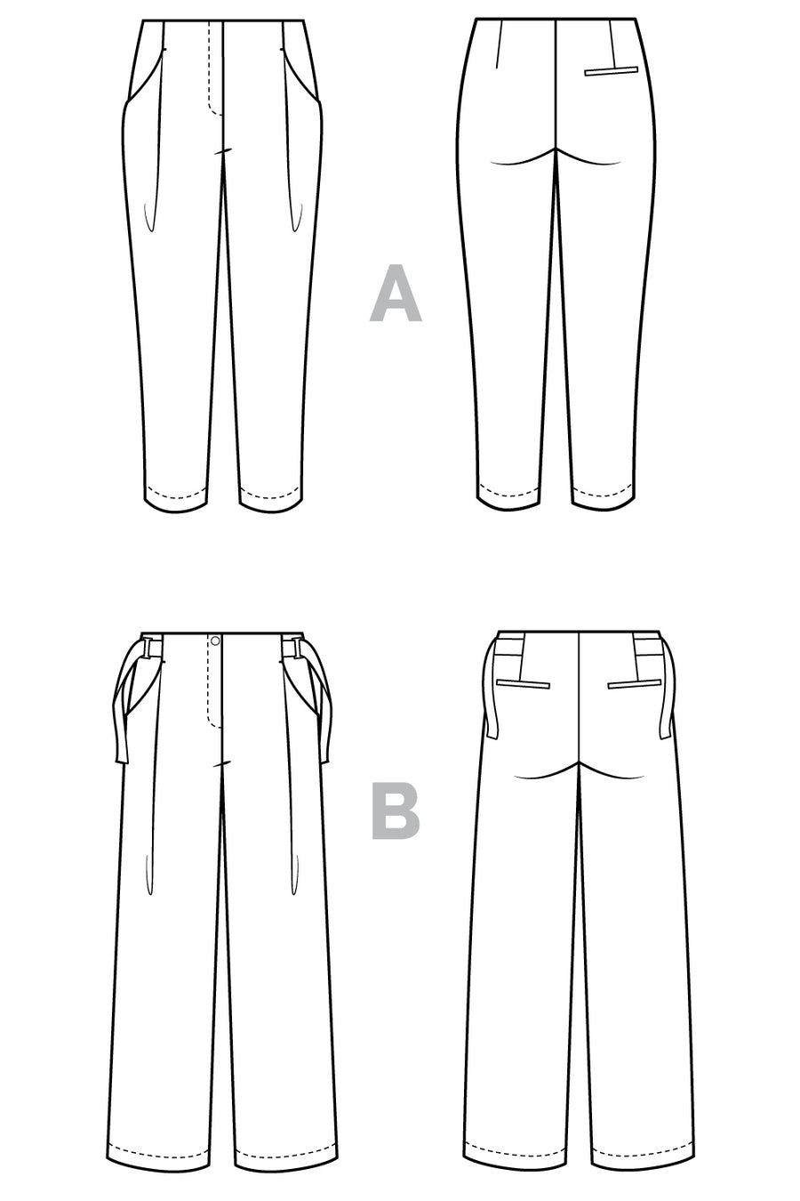 Mitchell Trousers Pattern | Technical Flats | Closet Core Patterns