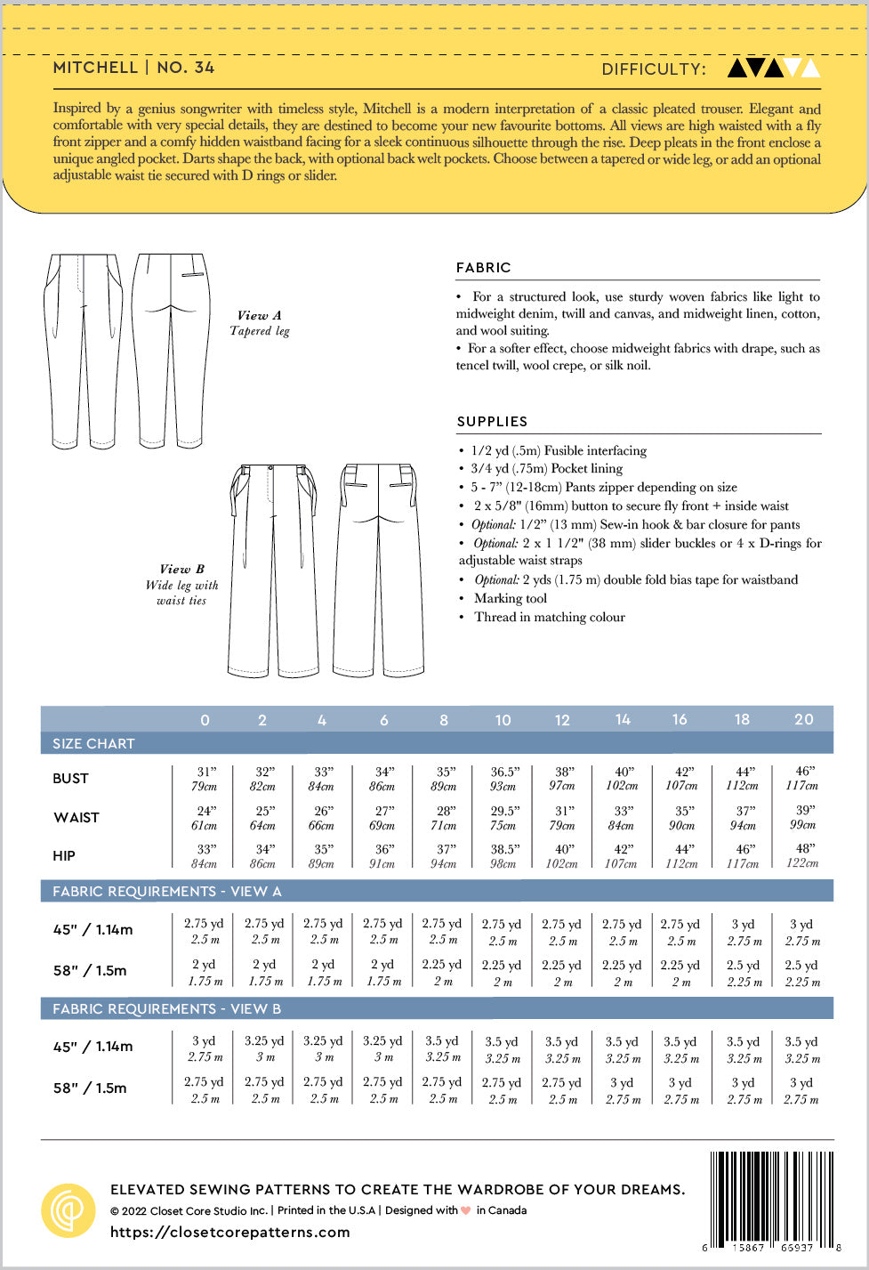 Trouser Pattern Types Mitchell Trousers Pattern | Pants Pattern | Sewing Pattern β Closet ...