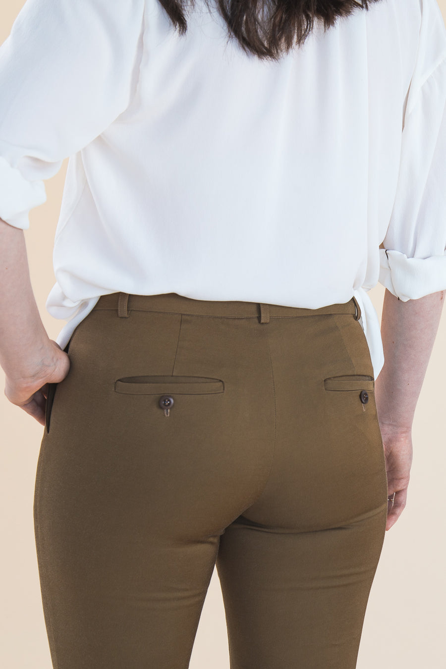 Cotton Gabardine Thread Detail Pants - Women - Ready-to-Wear